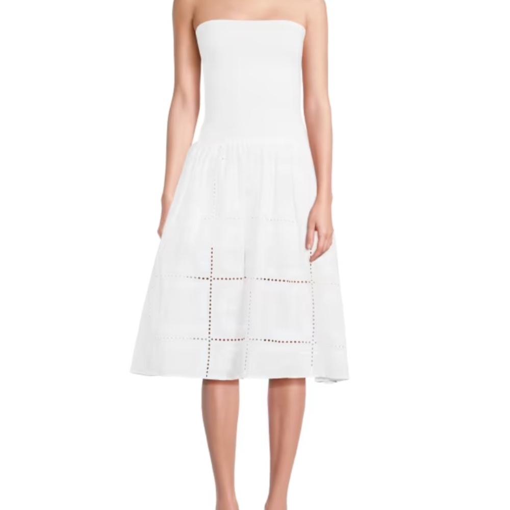 WeWoreWhat White Strapless Drop Waist Midi Dress M NWT Party Chic Modern Bridal